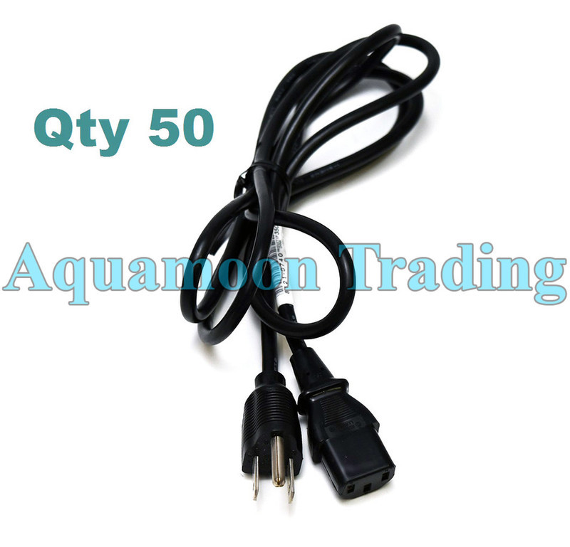 50 Lot NEW 3-Prong 5FT AC Power Cord for PC/Scanner/Computer Monitor/ATX PSU