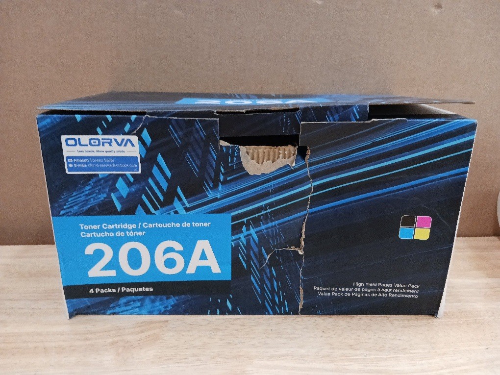OLORVA 206A Compatible Toner Cartridge 4-Pack CMYK New Sealed Damaged Box