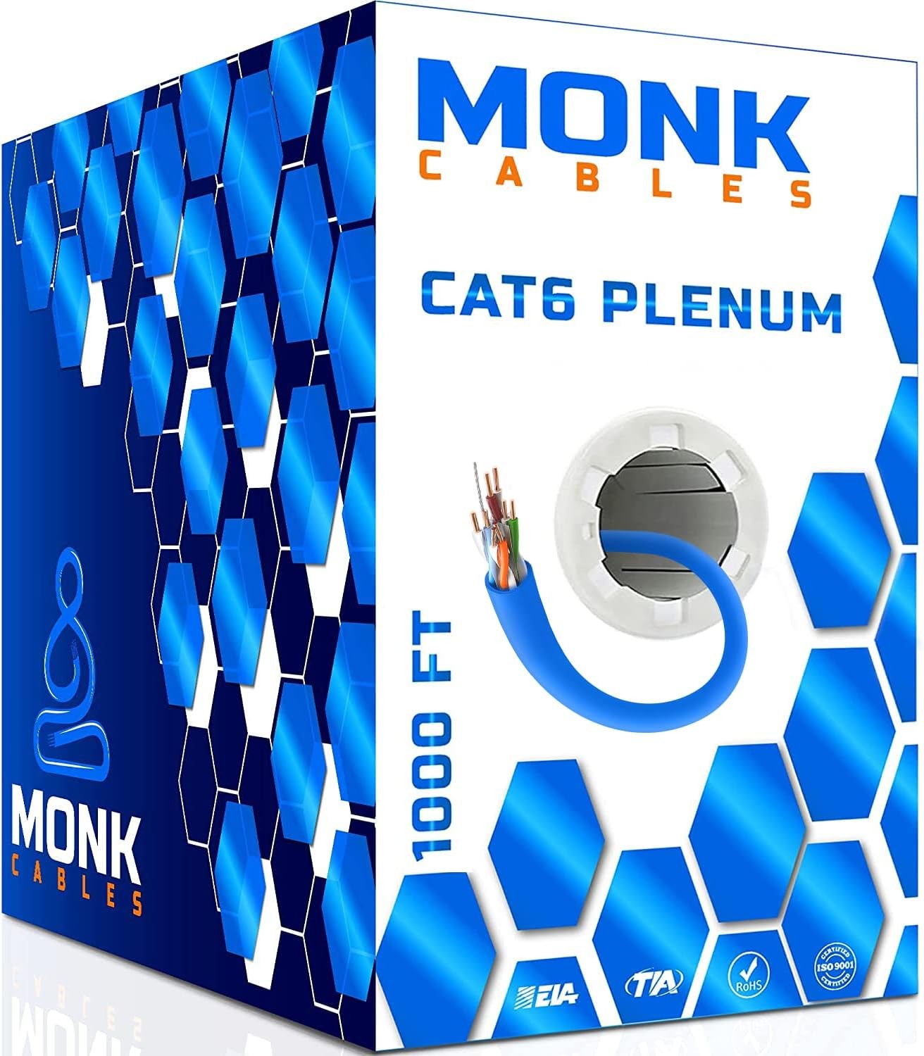 CAT6 Plenum Cable 1000ft UTP, 23AWG, 550MHz DSX-8000 Certified Most Certified