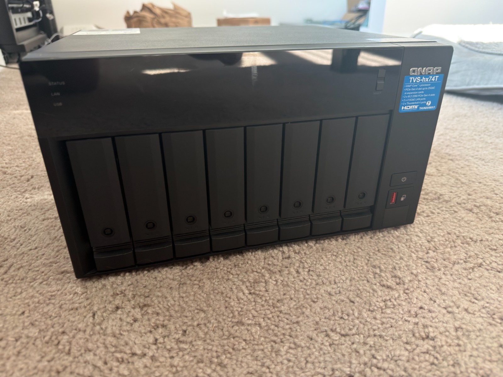 QNAP TVS-h874T 8-Bay NAS i7-12700E 64GB RAM Dual 10GbE Thunderbolt 4 Diskless