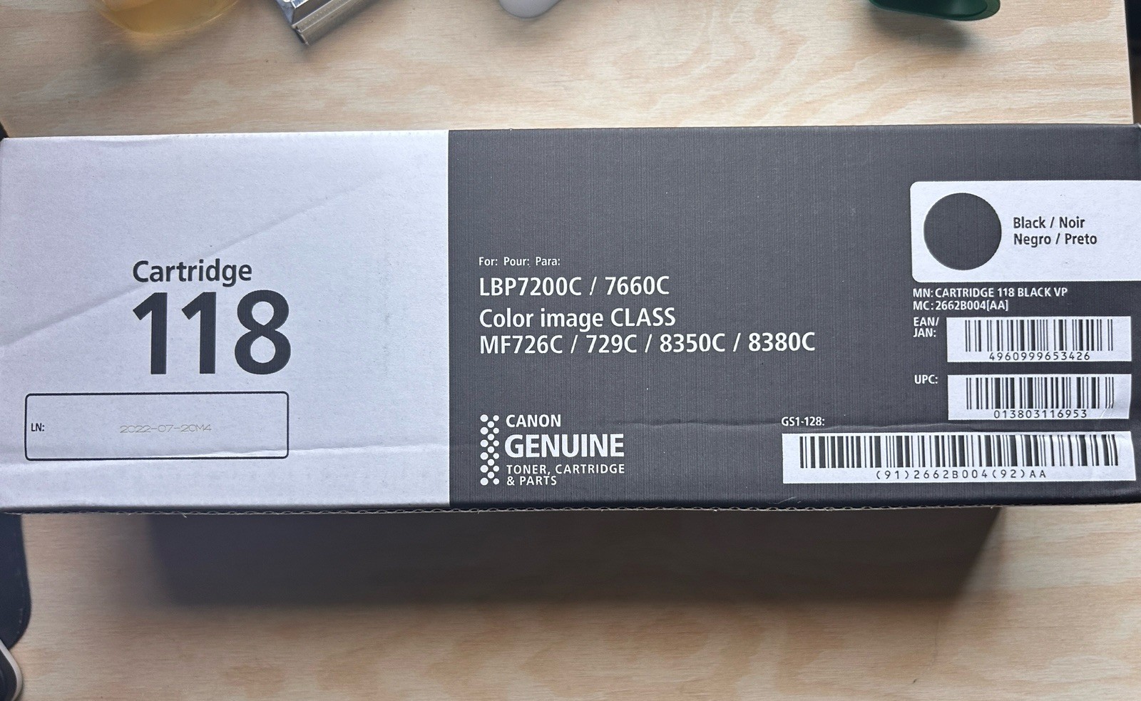 NEW Canon 118 Genuine Black Toner Print Cartridge Factory Sealed 2662B004AA