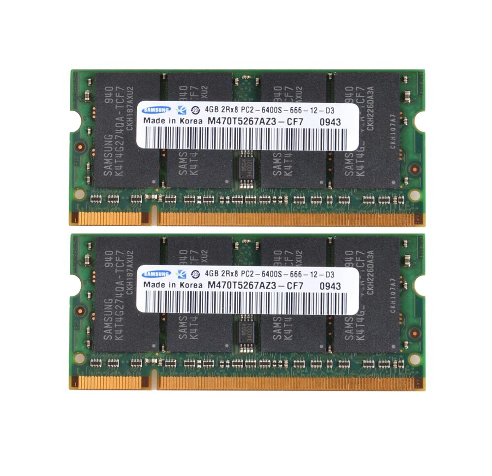 Samsung 2pcs 4GB 2Rx8 PC2-6400 DDR2-800MHz 200pin SODIMM Laptop Memory RAM
