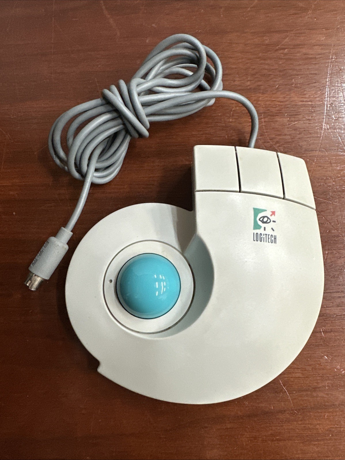 Vintage Logitech T-CD2-6F Trackman Stationary Trackball Mouse