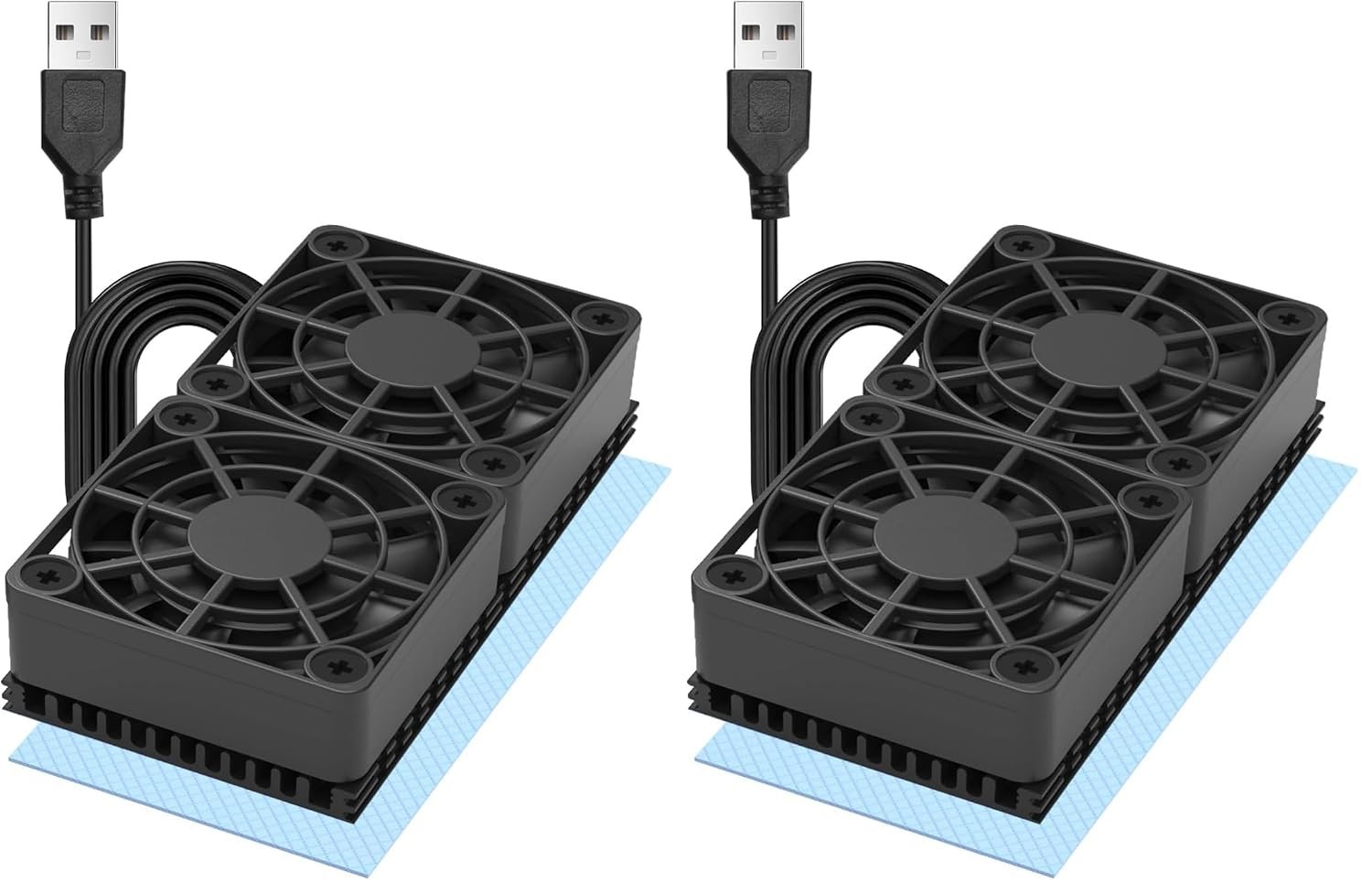 80mm 2X 4010 Ultra-Thin Silent USB Radiator Fan with 5mm Aluminum Heat Sink a...