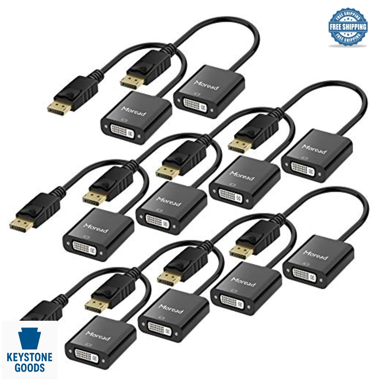 DisplayPort to DVI Adapter 10 Pack Male to Female 1080p Black for Monitor