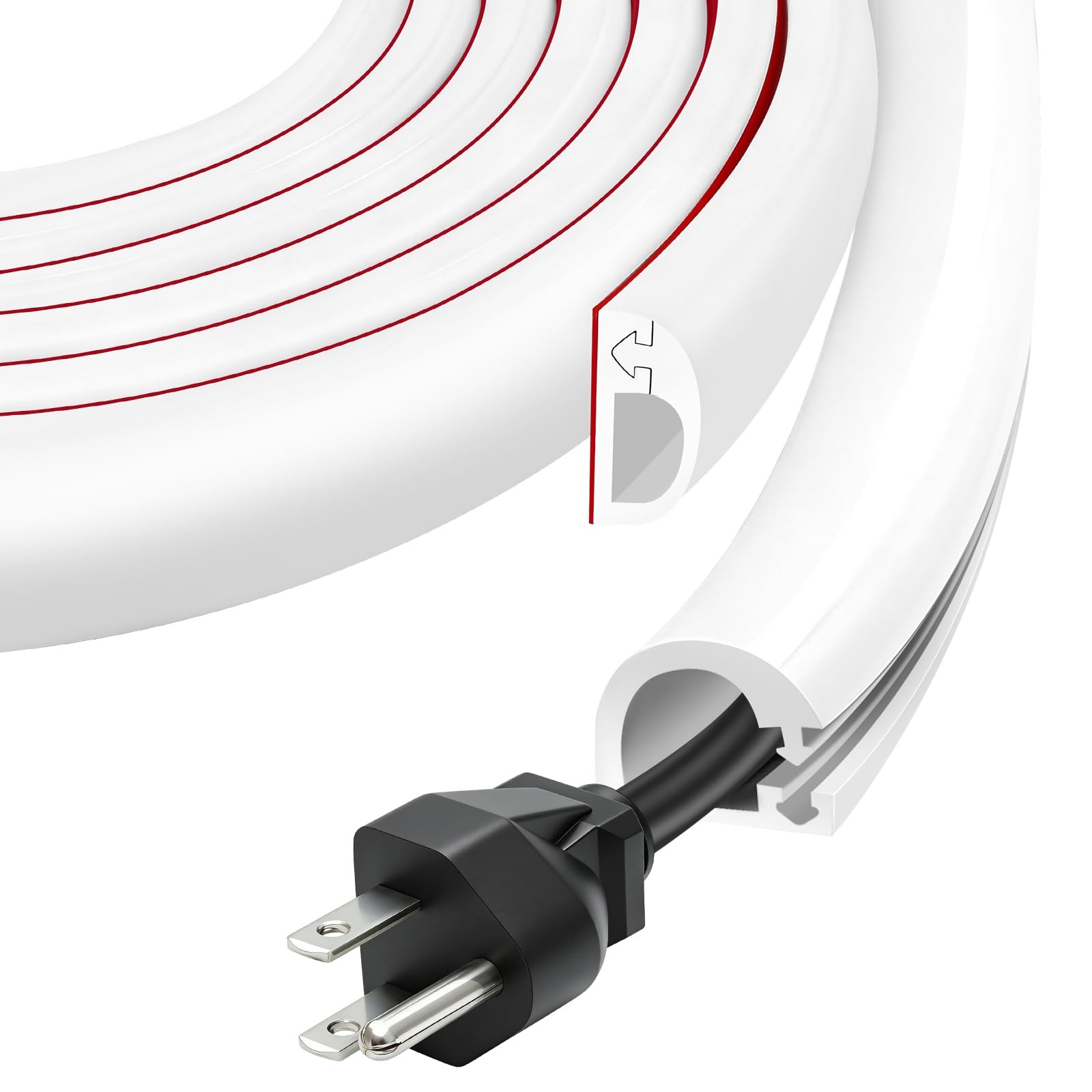 Wall Cord Hider, Flexible Self-Adhesive Wire Cover, Side-Open Cable Raceway f...