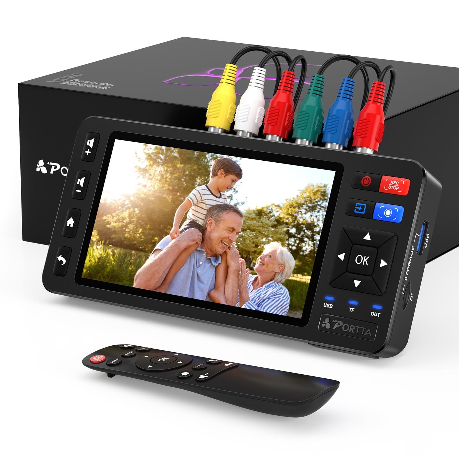 Portta VD22P VHS to Digital digital converter with screen, Black 