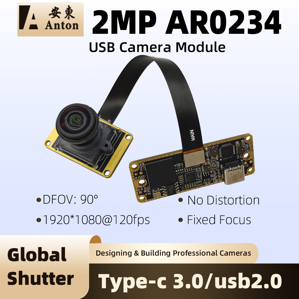 120FPS Global Shutter USB Camera Module 2MP 1080P AR0234 90° Color Fixed Focus