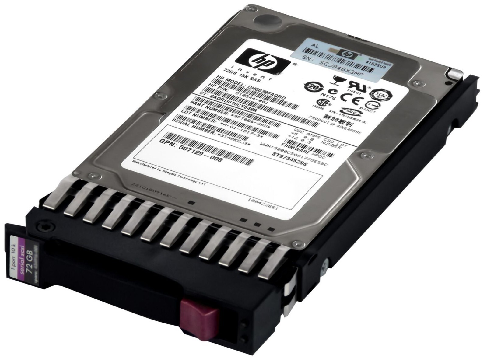 HARD DRIVE HP 512544-001 DH0072FAQRD 72GB SAS-2 15K 16MB 2.5''