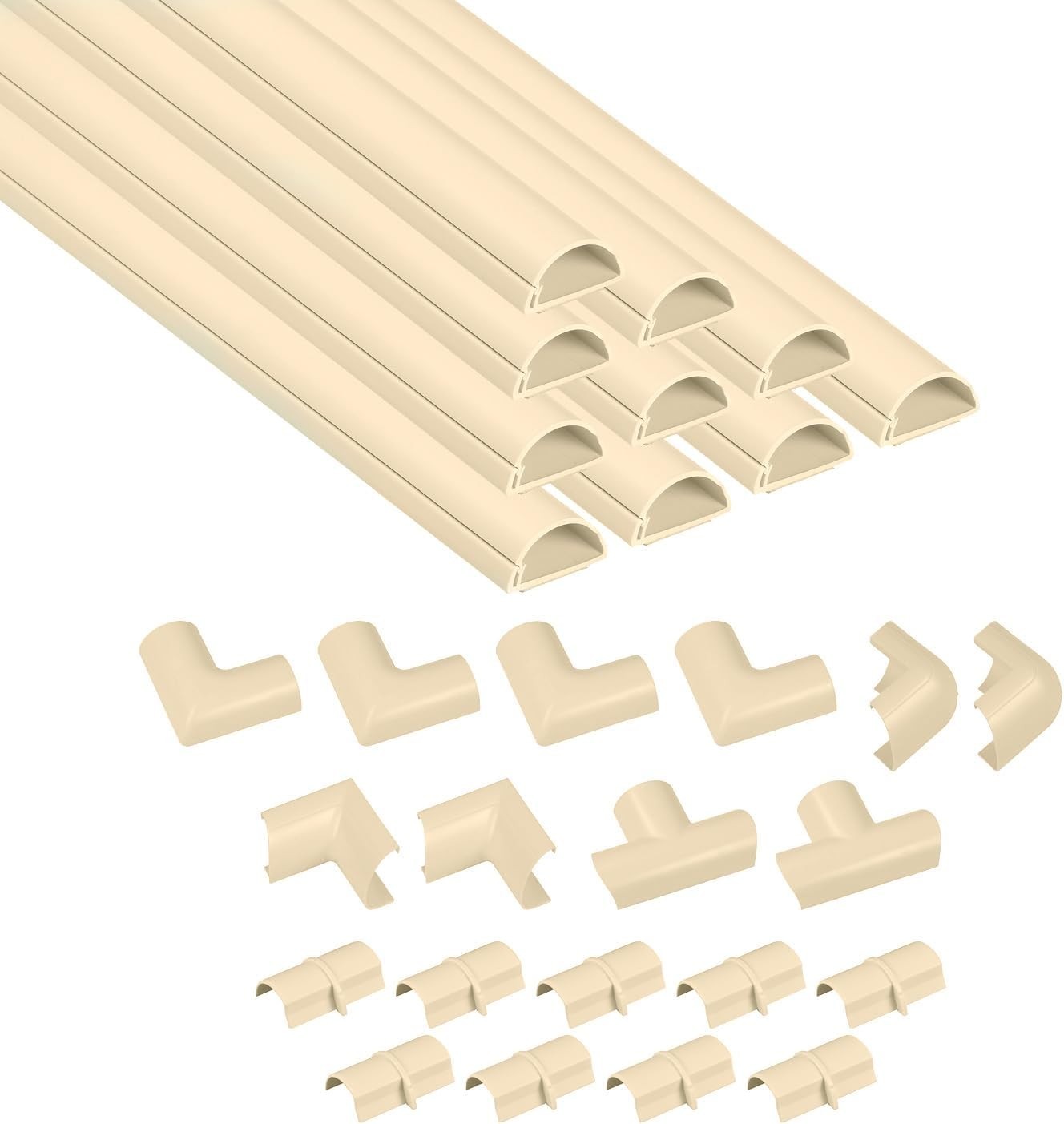 D-Line 157In Cord Cover Kit, Self-Adhesive Wire Hiders, Paintable Cable, Beige