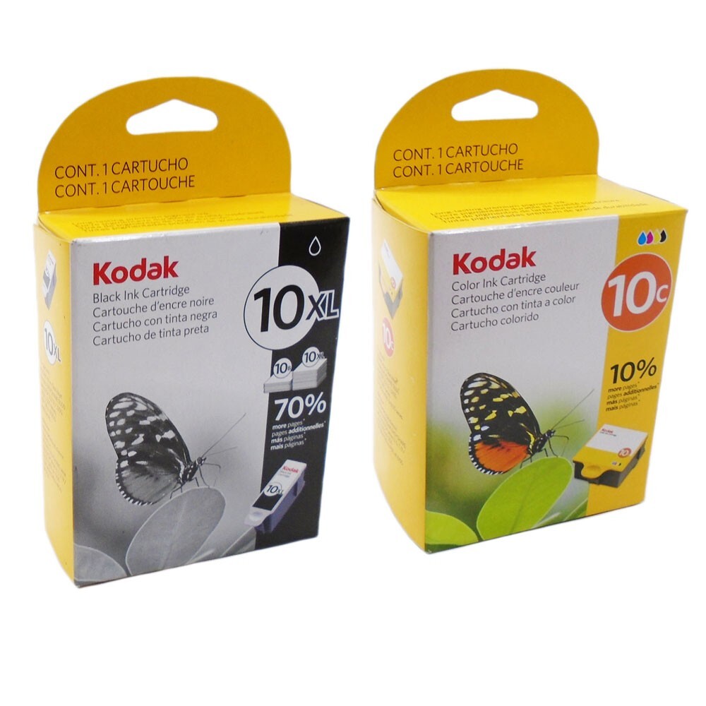 2 Pack Genuine Kodak 10XL Black + Kodak 10 Color Ink for ESP 3 5 7 9 3250 5210