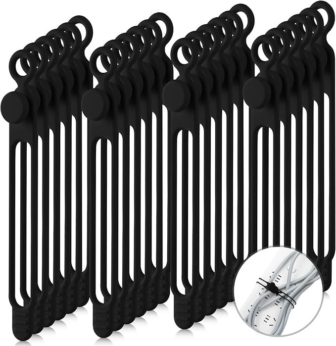 40 bridas de silicona reutilizables para cables, correas ajustables para cables.