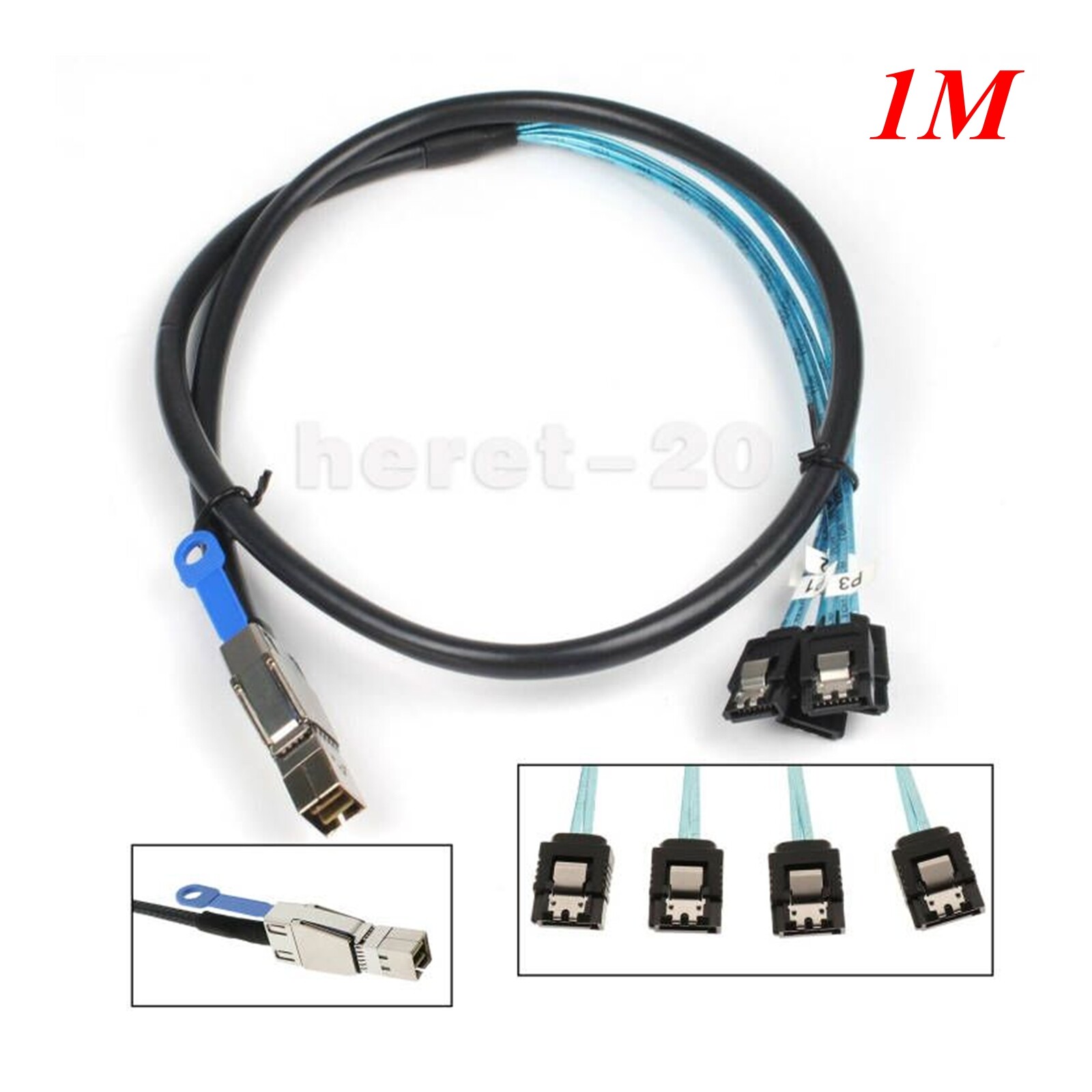 MINI SAS HD SFF-8644 with IC to 4 SATA 7P Server Date Hard Drive Cable 1M 2M