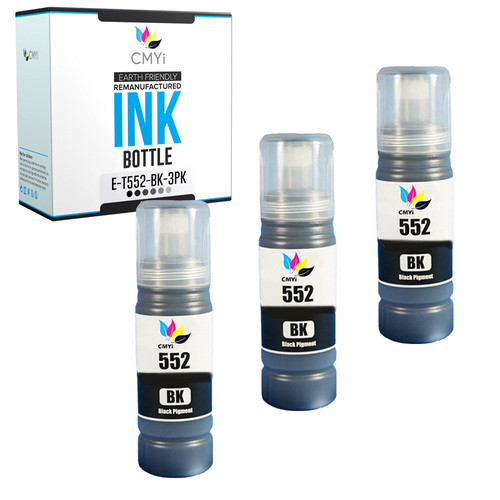 Compatible Epson 552 Black Ink Bottles 3PK for Epson EcoTank ET-8500 and ET-8550