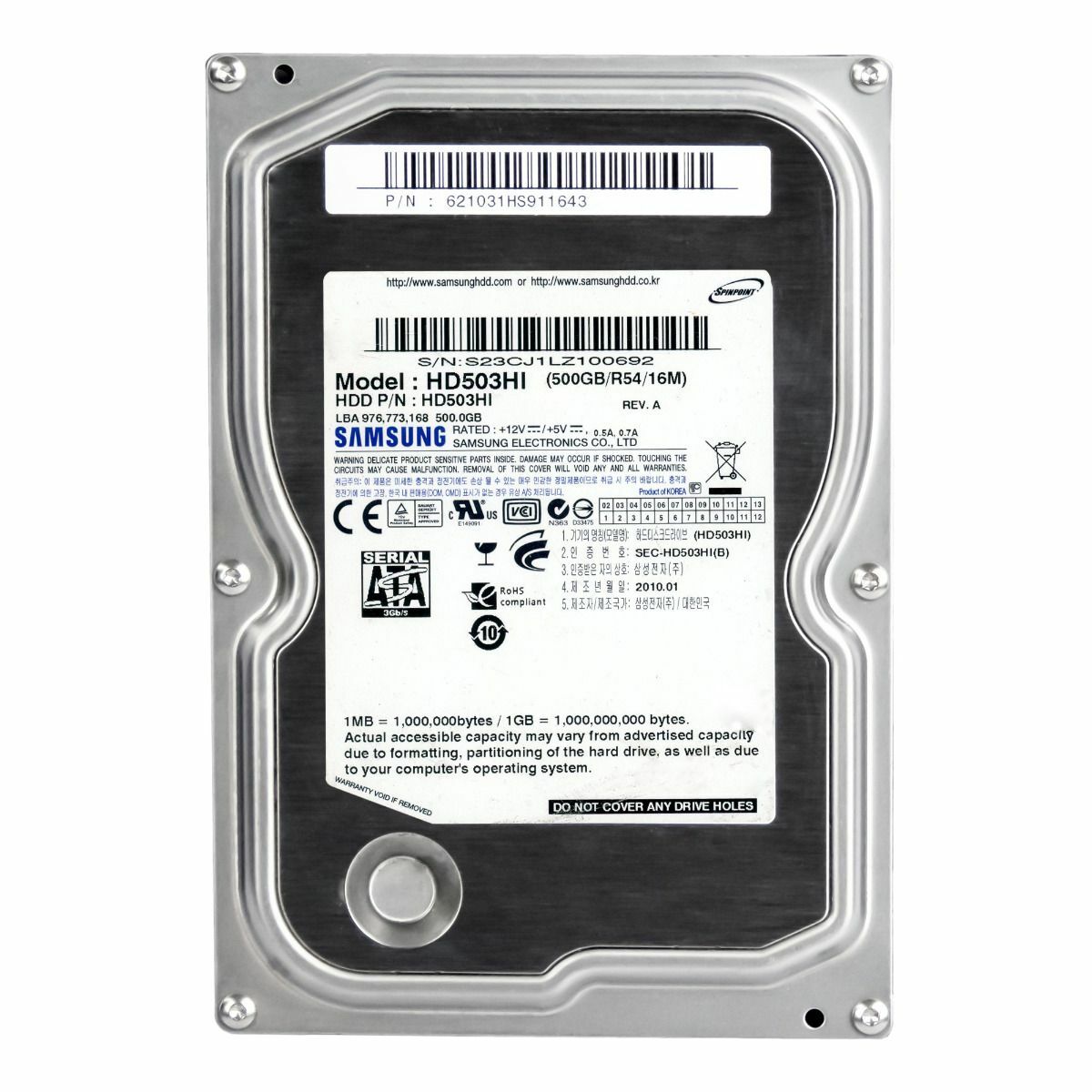 HARD DRIVE SAMSUNG SPINPOINT F3EG HD503HI 500GB 7200RPM 16MB SATA II 3.5''