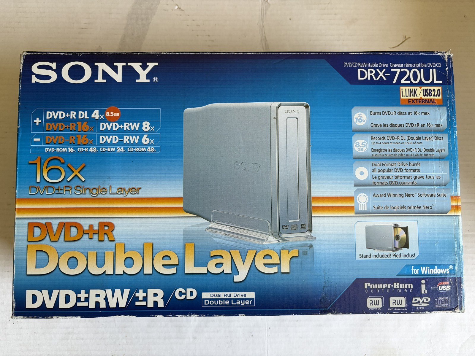 Sony DRX-720UL External DVD/CD Rewritable Drive USB 2.0 FireWire Untested