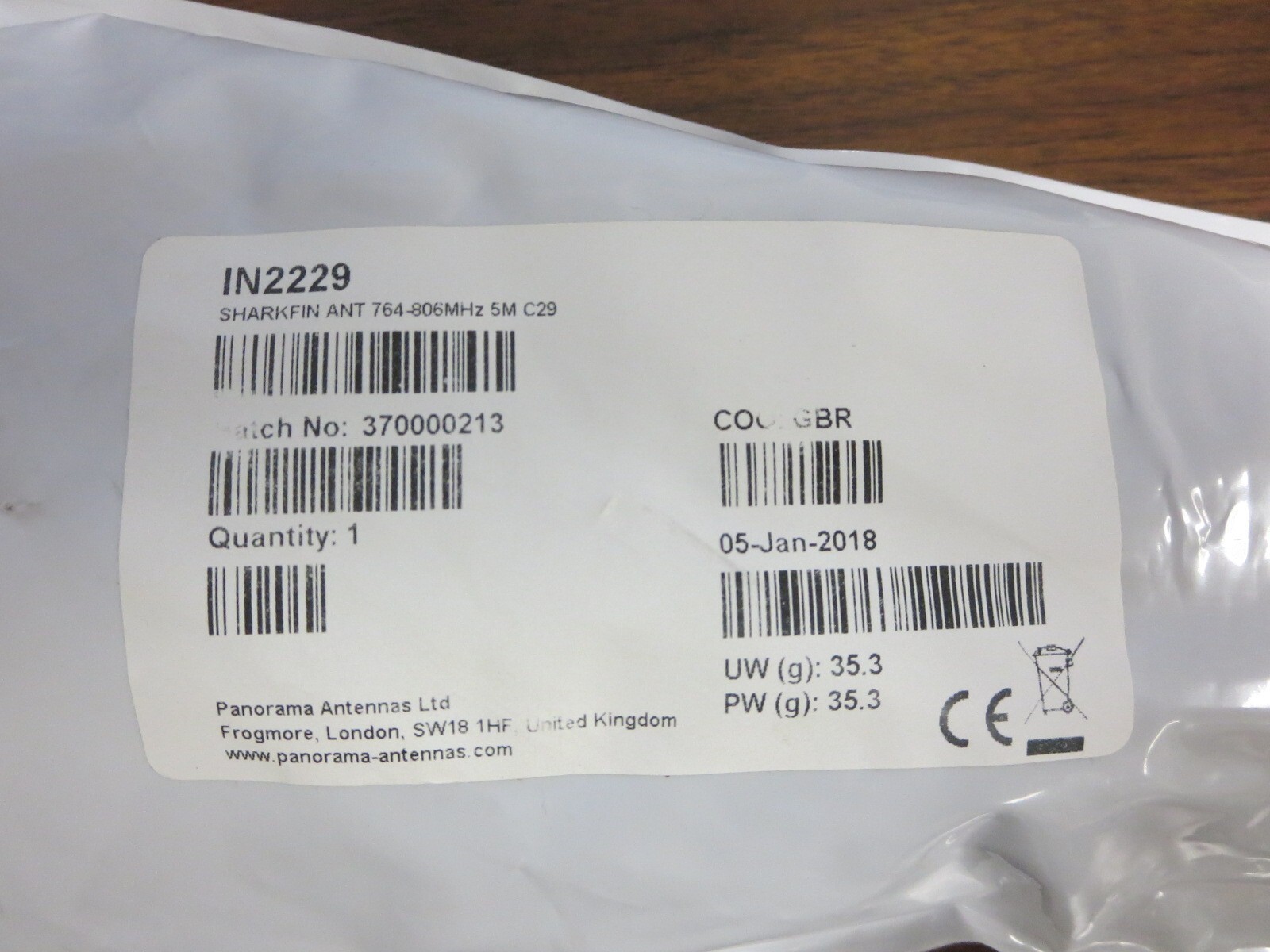 PANORAMA ANTENNAS SW3-782, Sharkfin Antenna 5M C29, IN2229 Antennas