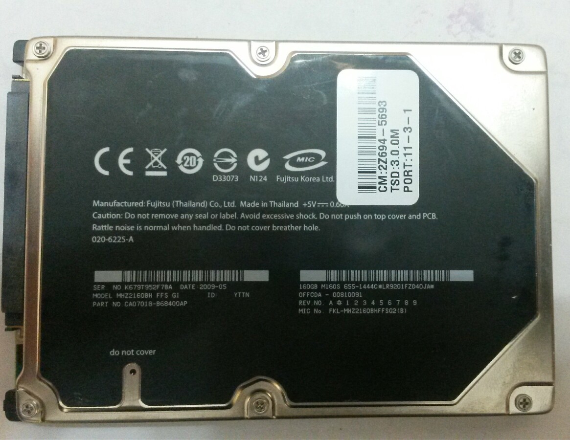 Fujitsu Apple Genuine MHZ2160BH 160GB SATA Laptop Hard Drive for MAC notebook 
