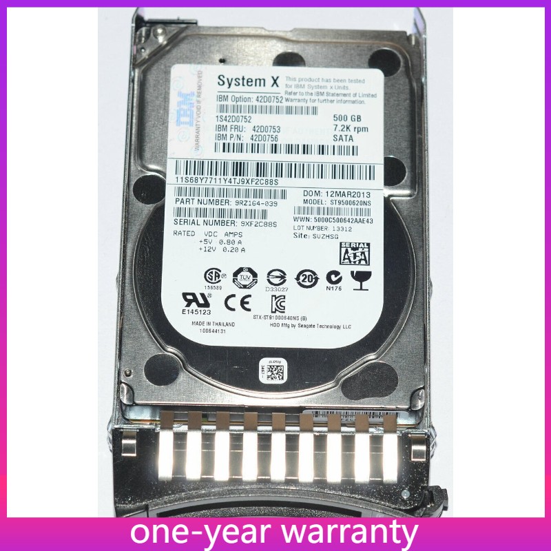 NEW IBM 42D0753 500GB 3G 7.2K SFF 2.5'' SATA HDD 42D0756 42D0752 Hard Drive A