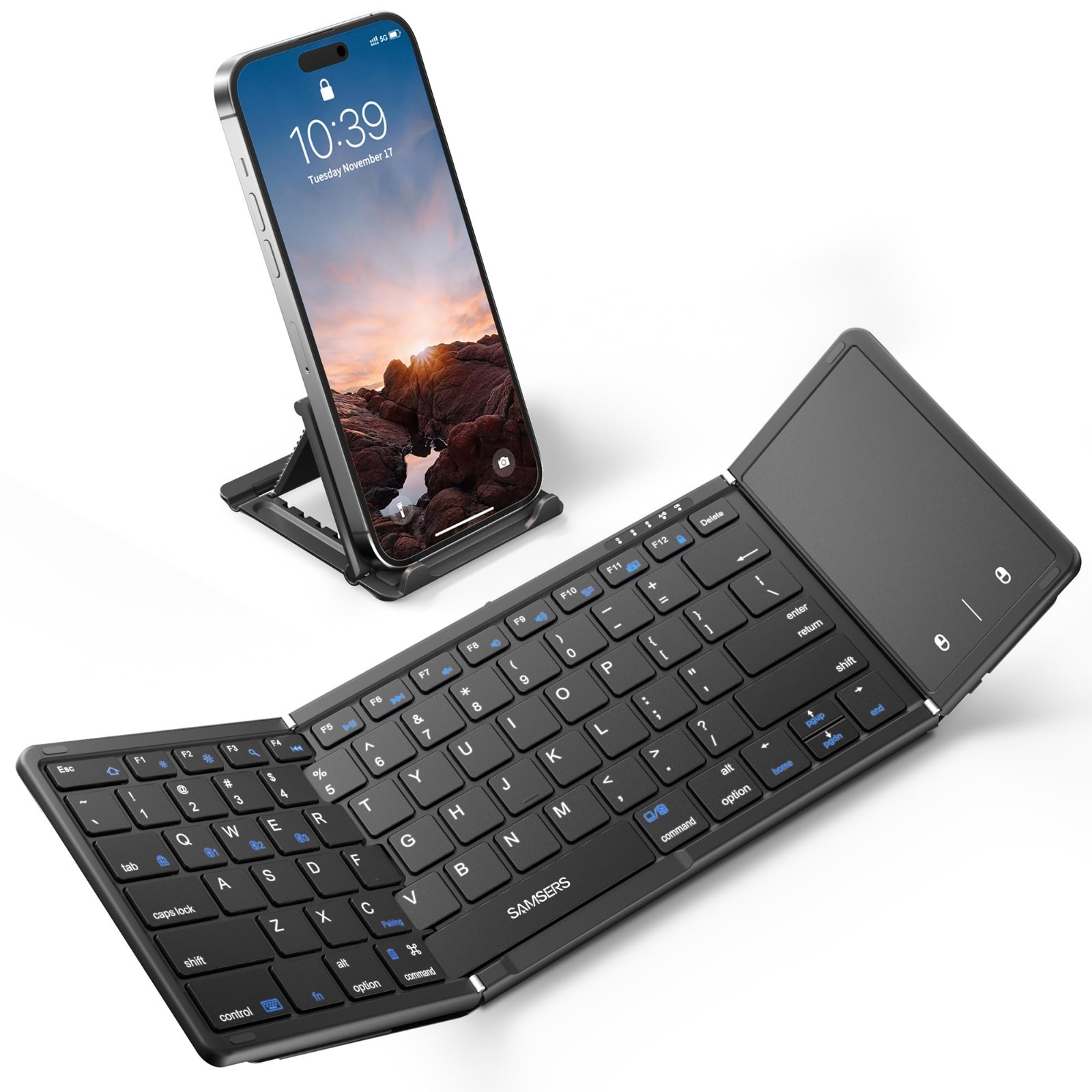 Samsers Full Size Folding Wireless Keyboard Compatible Win/Mac OS/iOS/Android