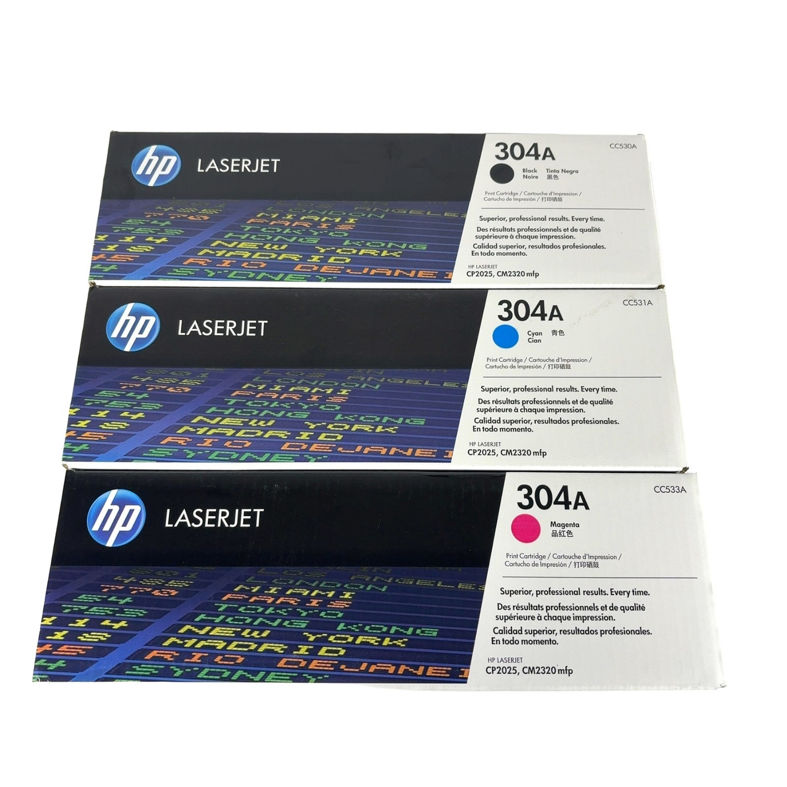 HP 304A Black/Magenta/Cyan Toner Cartridges CC530A/CC531A/CC533A Brand New