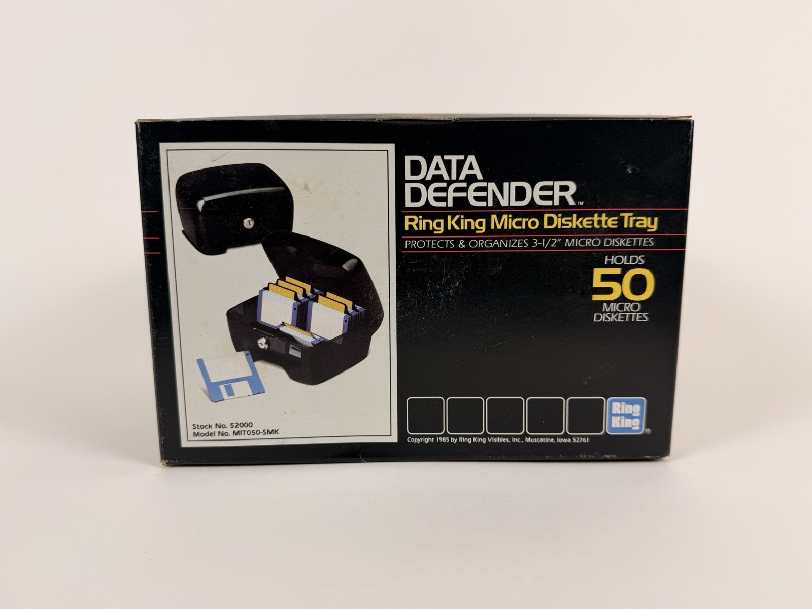 Vintage 1985 Ring King Data Defender 3.5 Floppy Disk Storage Case NOS