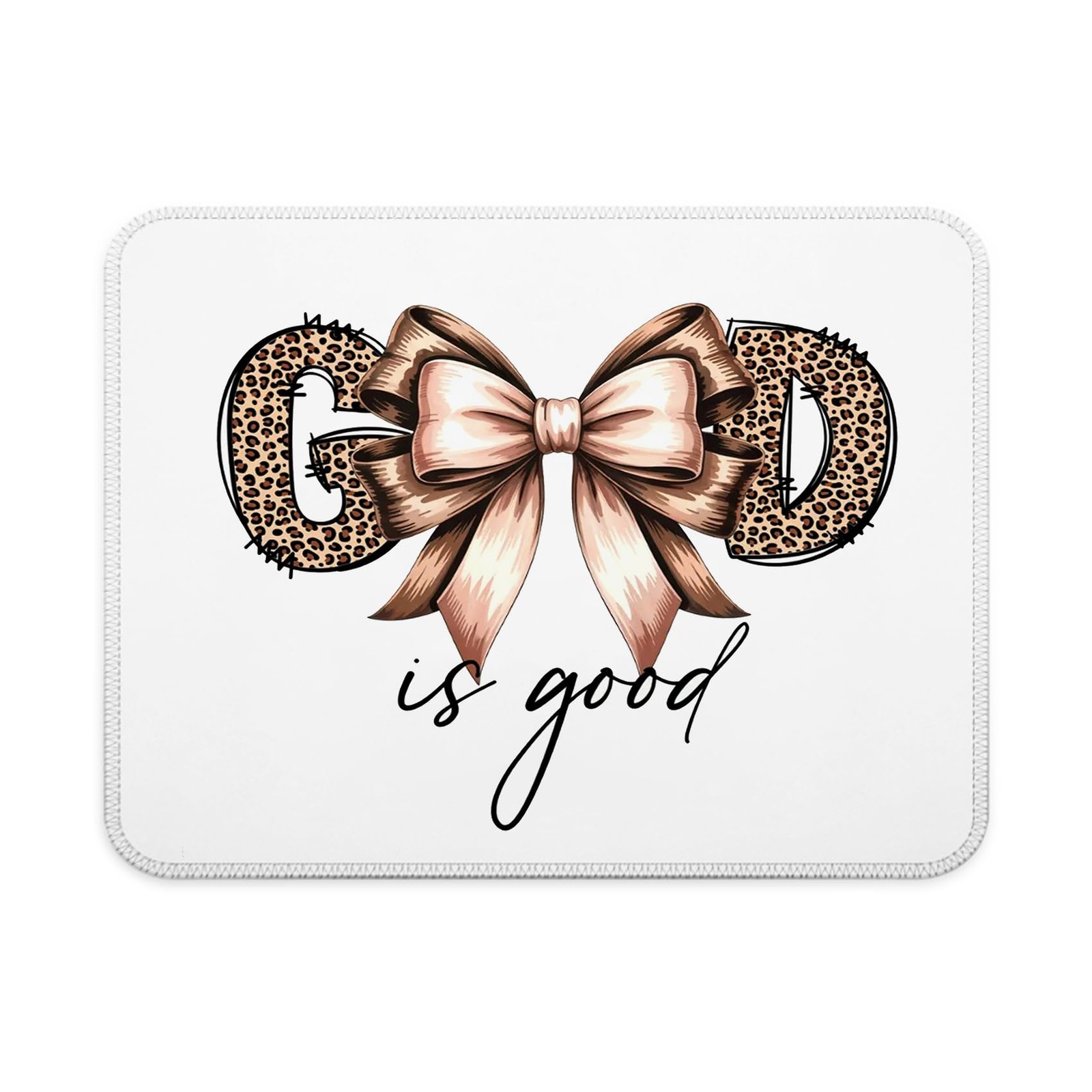 Coquette Bow Leopard Print Christian Pad, Cheetah Print God is Good Bible Ver...
