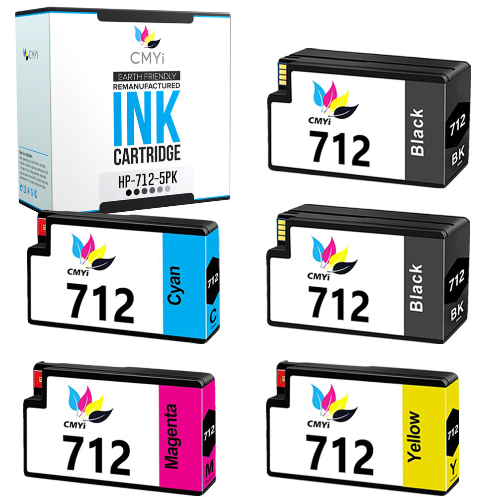 5-PK Compatible HP 712 Printer Ink Cartridges for DesignJet T210 T230 T250 T650