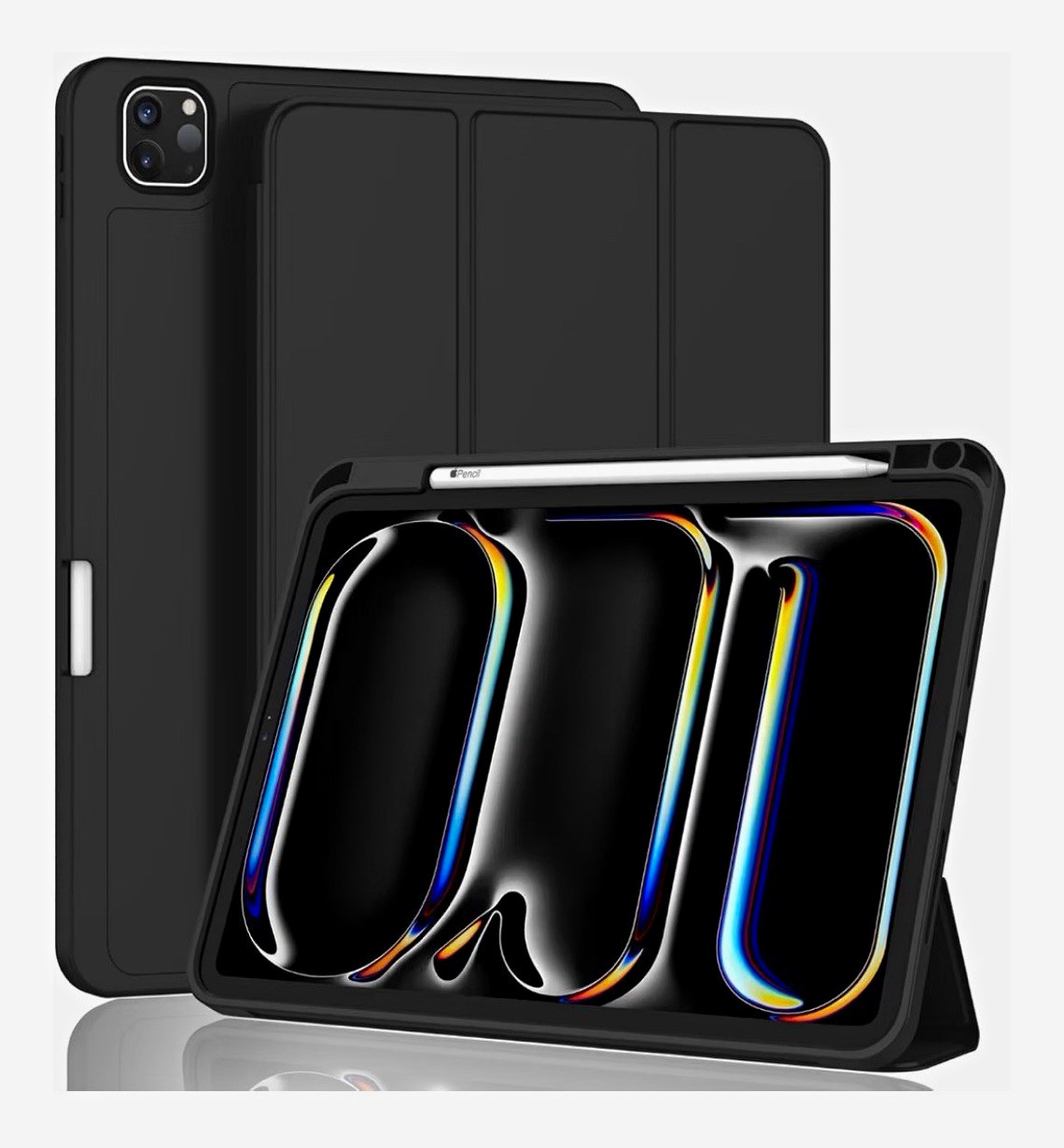 ZryXal Folio Case for Apple iPad Pro 13-inch (M4) 2024 Stand Pencil Black