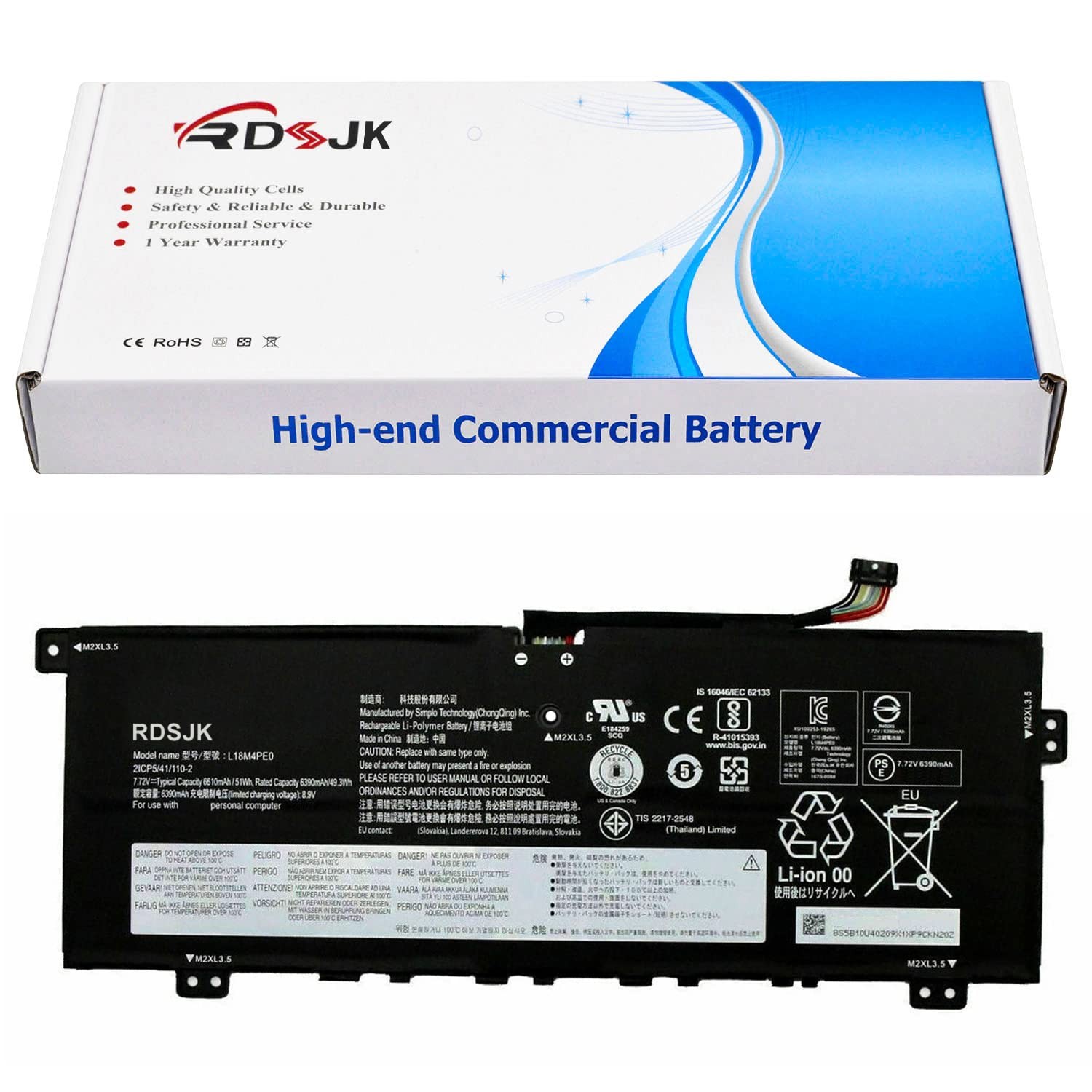 RDSJK L18M4PE0 L18L4PE0 Laptop Battery for Lenovo Yoga C740-14 C740-14IML Ser...
