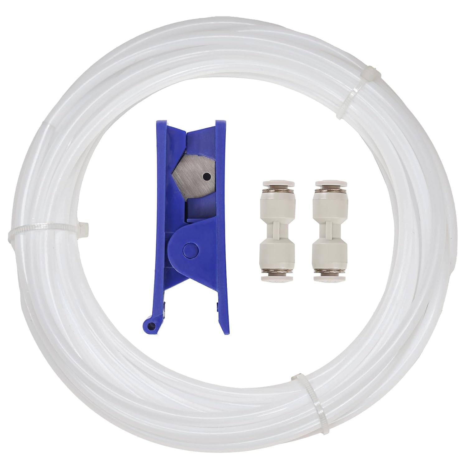 Sovol PTFE Tube 2.5mm ID 4mm OD, 5M/16.4ft w/2 Coupler&Tubing Cutter, White