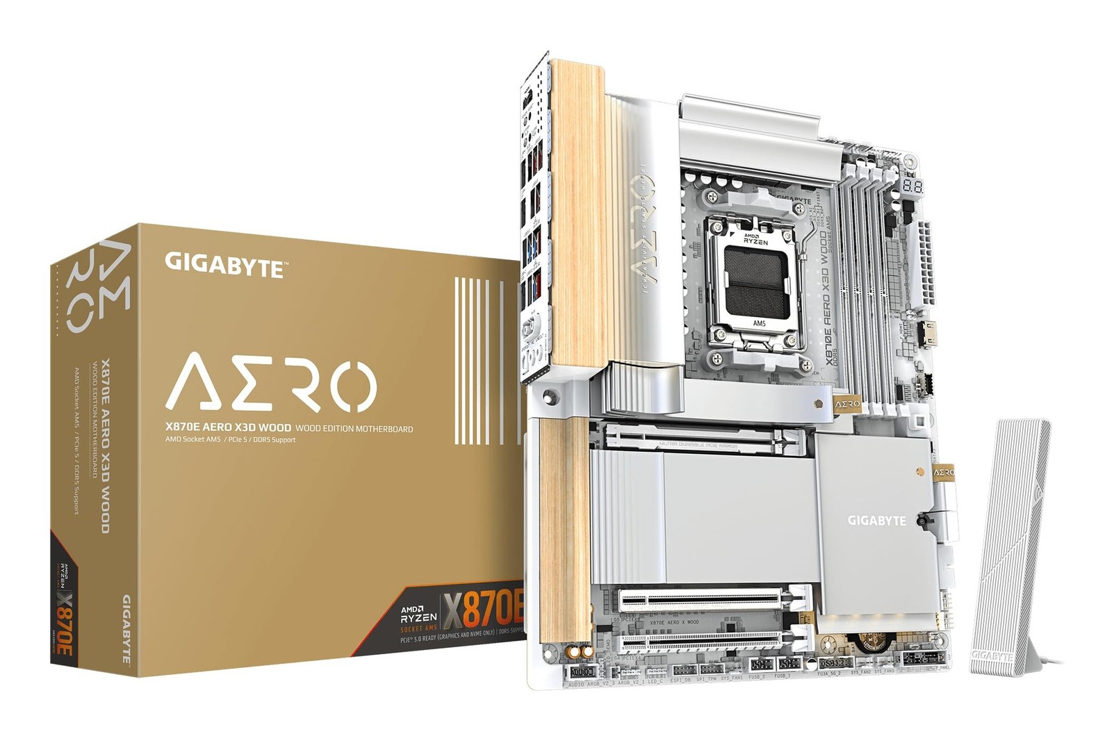 GIGABYTE X870E AERO X3D Wood Motherboard - Supports AMD Ryzen 9000 CPUs, 16+2...