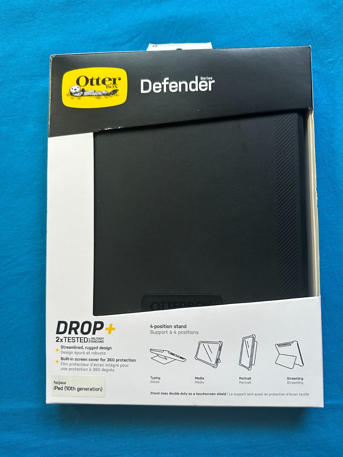  AUTHENTIC OTTERBOX  DEFENDER CASE for Apple iPad  10th Gen-BLACK WITH STAND