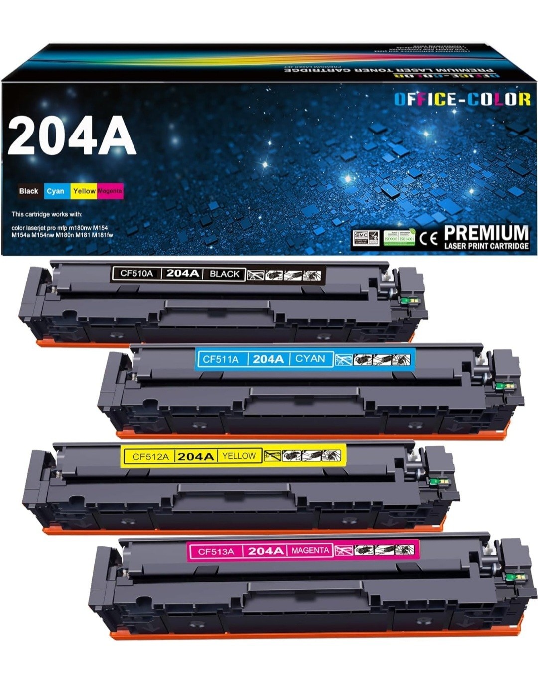 204A Toner Cartridges 4 Pack Replacement for HP 204A Toner Compatible for HP Col