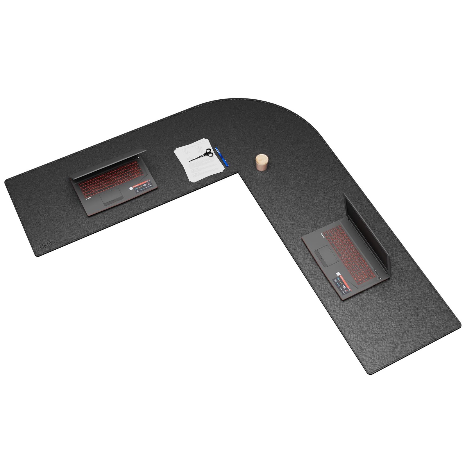 66.9x61.8x19.7 Inch Black PU Leather LShaped Desk Pad Blotter Corner Mat