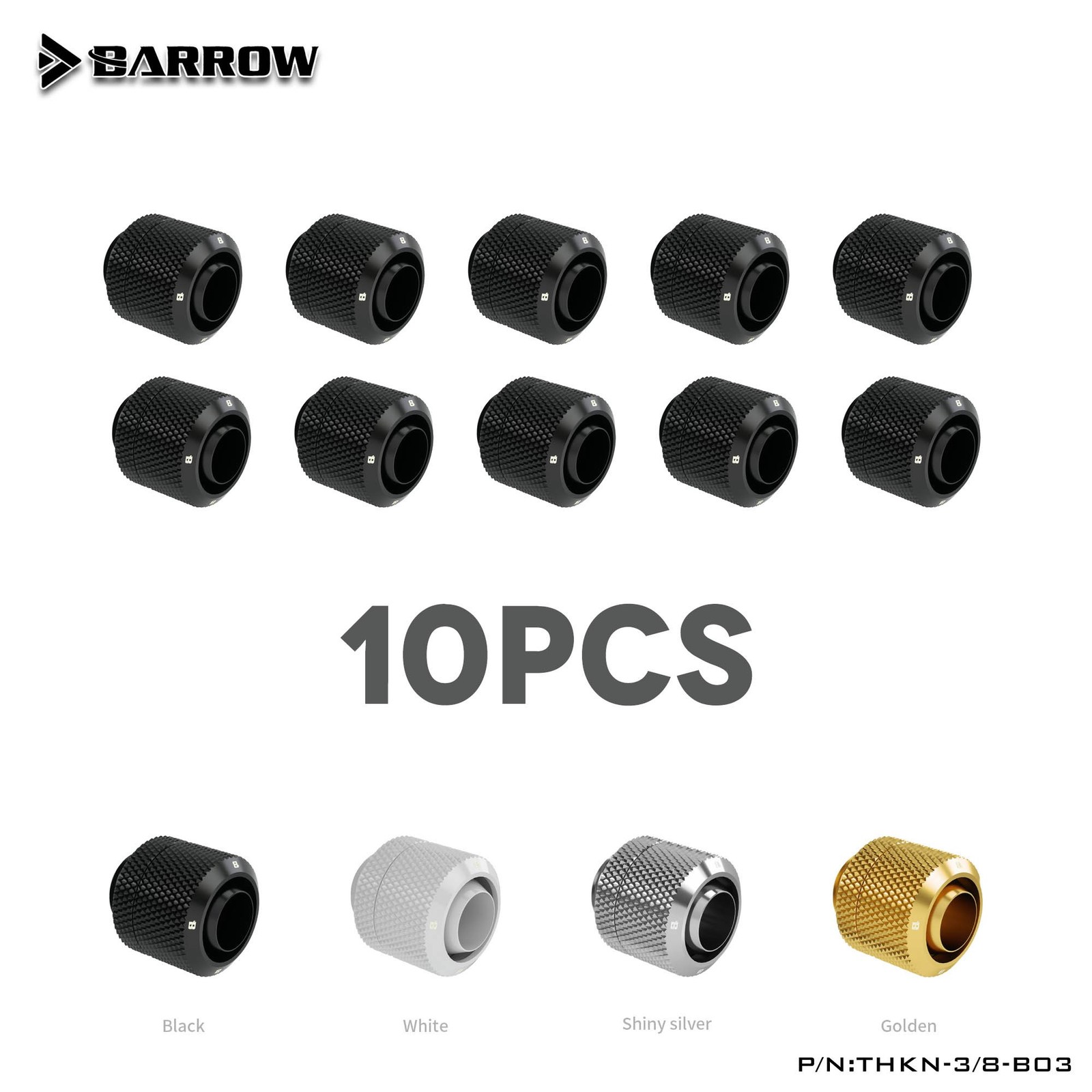 Barrow 3/8" Flexible Tube Compress Joint Fitting THKN-3/8 B03 10pcs