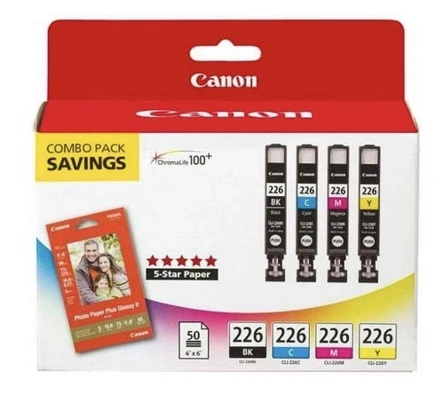Canon CLI-226 (OPEN BOX 3 PACK) Ink Cartridge Black, Yellow, Cyan 50 Photo Sheet