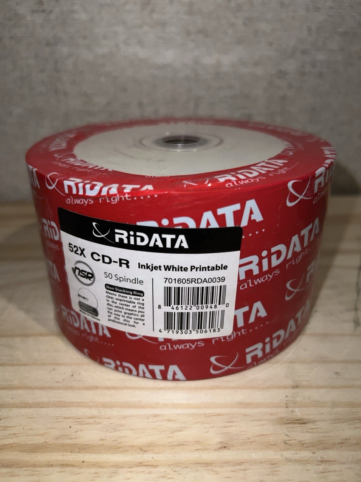 Ridata CD-R 52X 50 Spindle Inkjet White Printable New Sealed