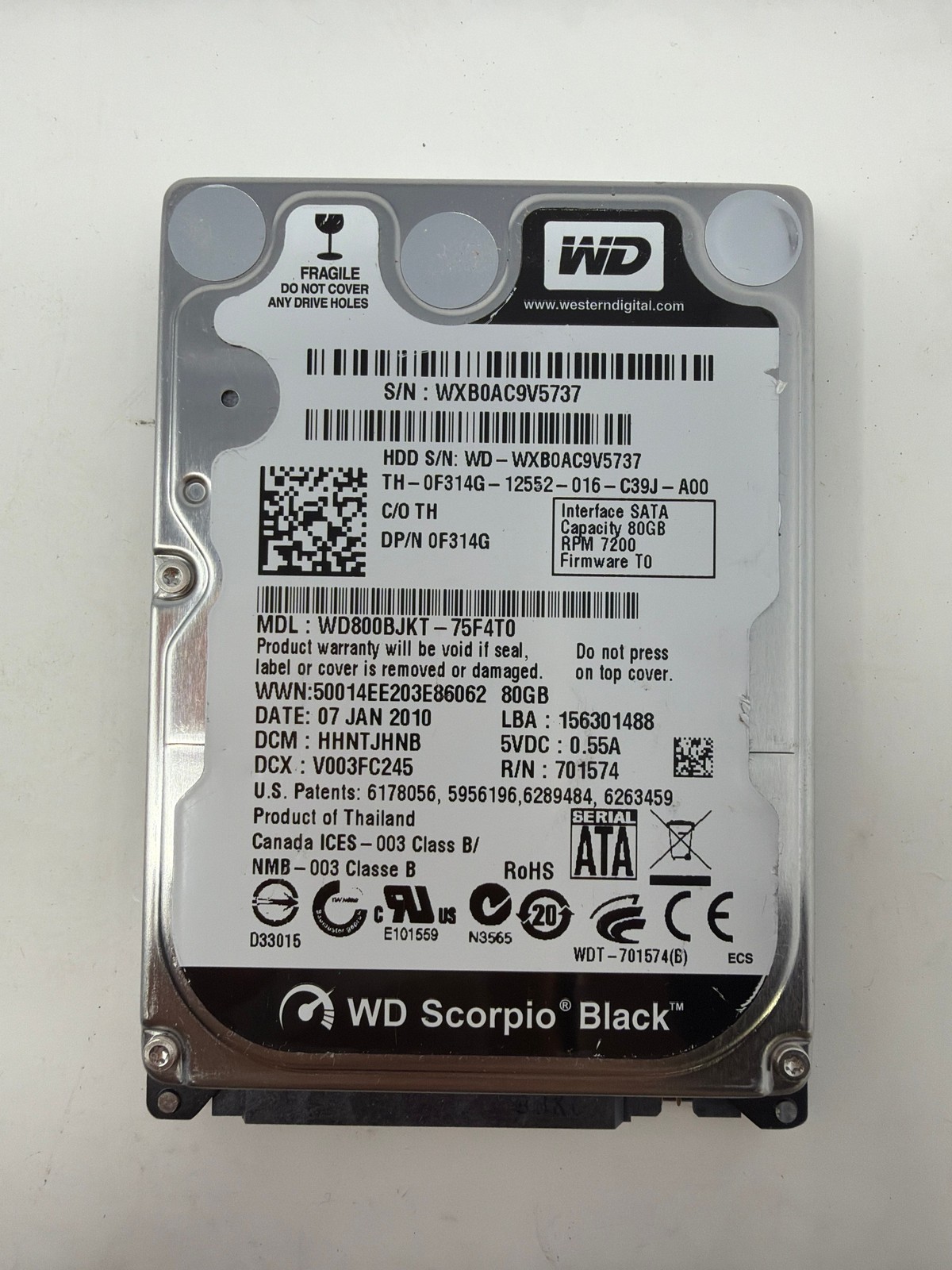 Western Digital WD800BJKT-75F4T0 80GB SATA Grade B