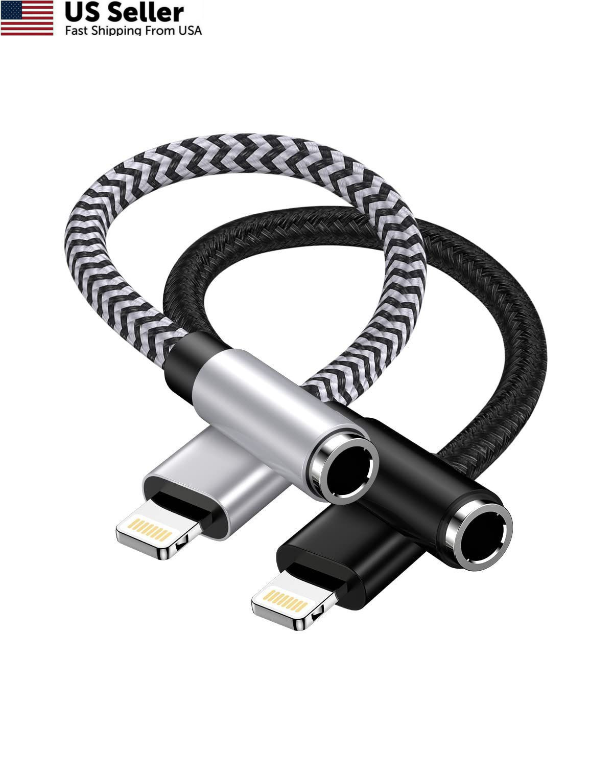 2Pack iPhone Lightning to 3.5mm Headphone Adapter MFi Certified FROM USA 
