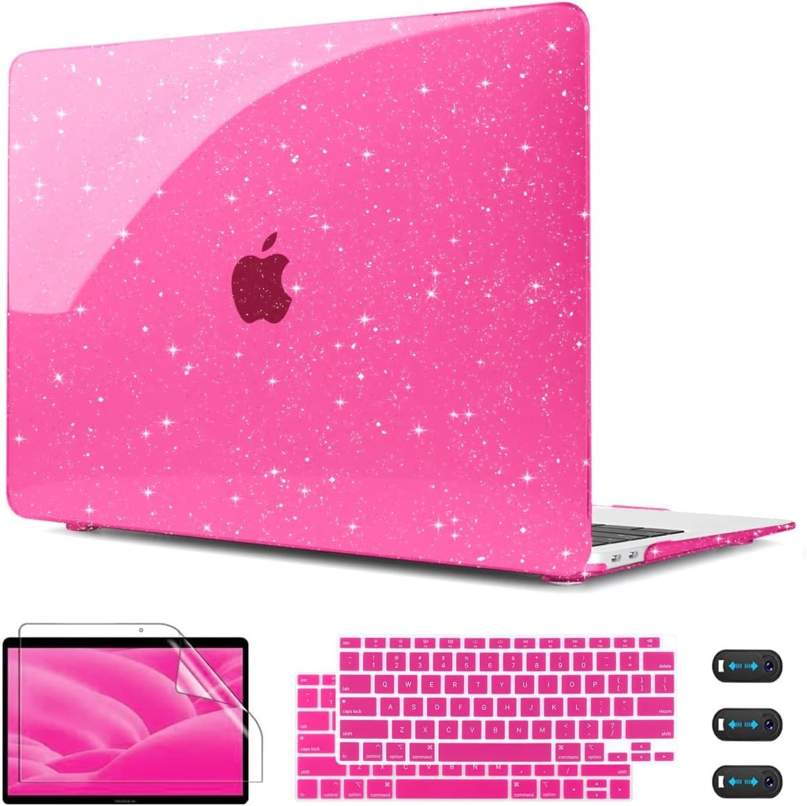 Sleeve for MacBook Air 13 inch 2021 2020 2019 2018 Sparkly Hot Pink Hard Shell