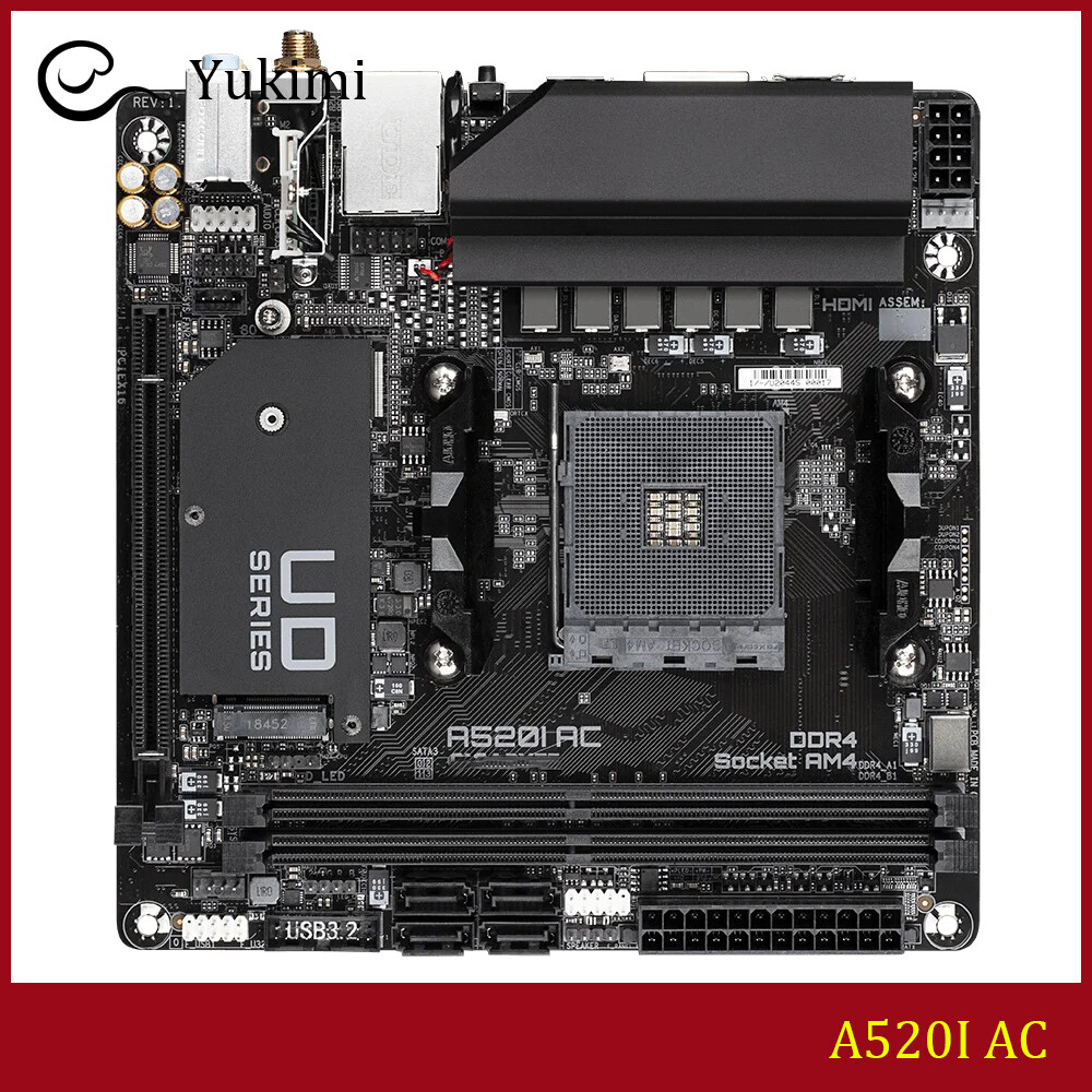 FOR GIGABYTE A520I AC AMD 64GB HDMI DisplayPort Mini-ITX Motherboard Test OK