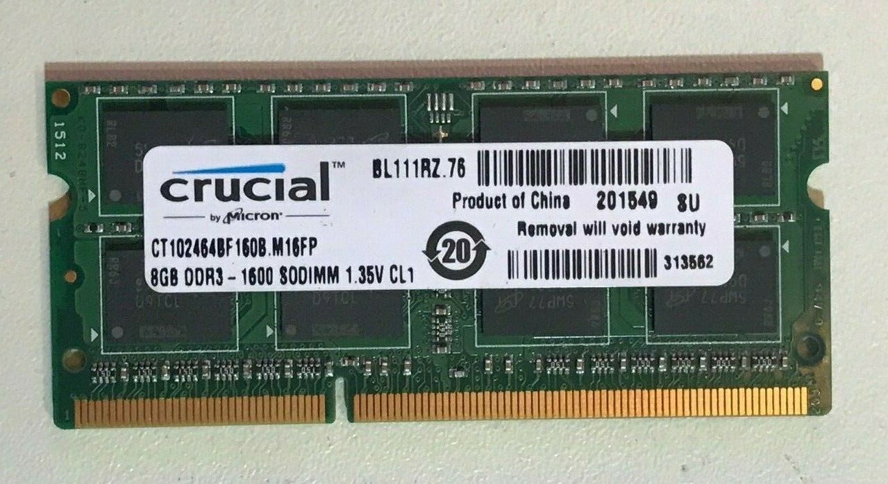 HP ELITEBOOK 8570P OEM CRUCIAL 8GB DDR3, 1600 SODIMM, CT102464BF160B.M16FP