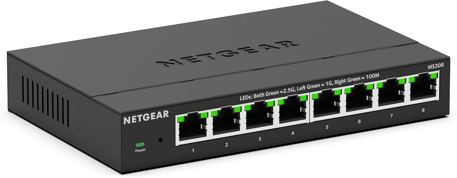 8-Port 2.5G Multi-Gigabit Ethernet Unmanaged Network Switch MS308 Metal Case