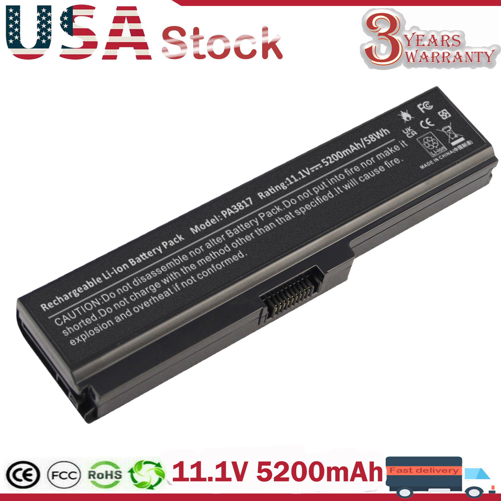 PA3819U PA3817U-1BRS Battery for Toshiba Satellite C650D C655D P755 L630 A665D