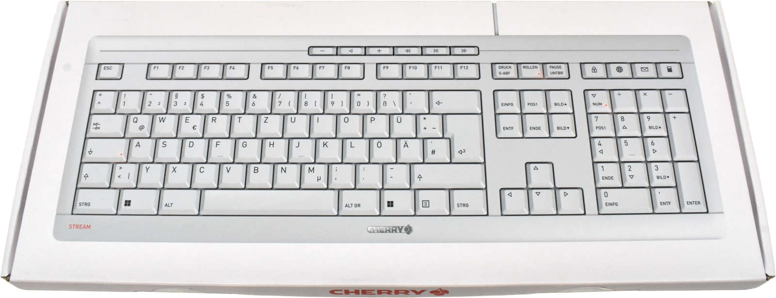 Cherry USB Stream Keyboard JK-8500EU-0/03 US INT QWERTY Wired White NEW NEW