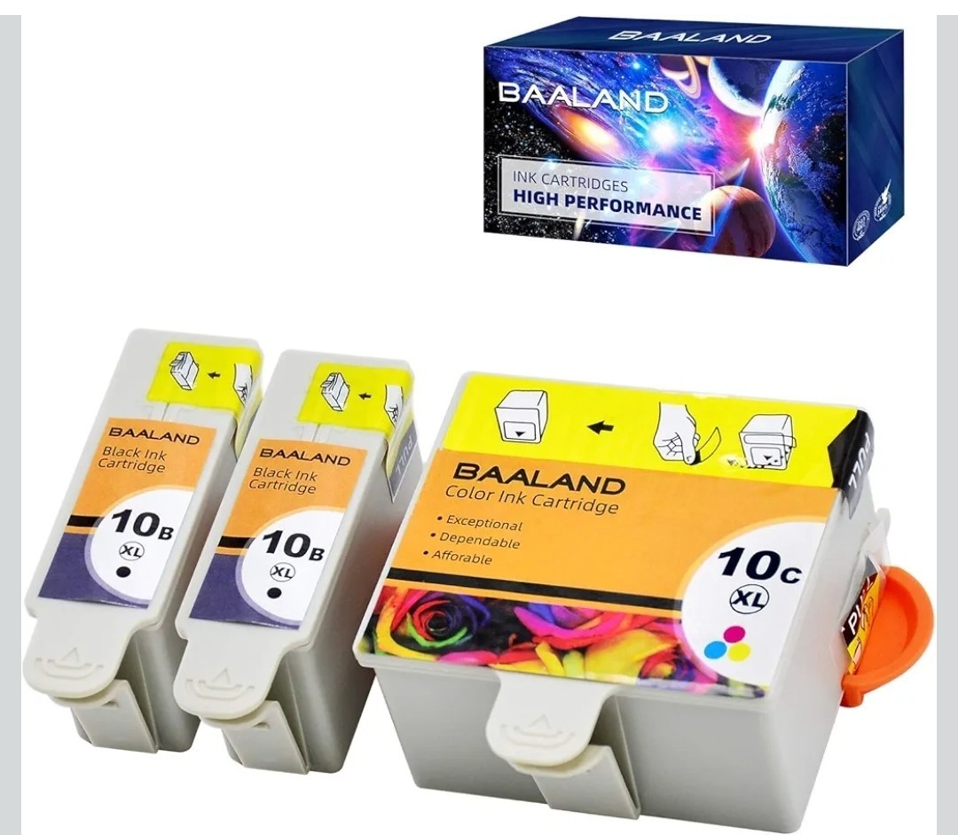 Compatible Kodak 10XL 10B 10C Combo Ink Cartridges 3 Pack (2 Black, 1 Color) ...