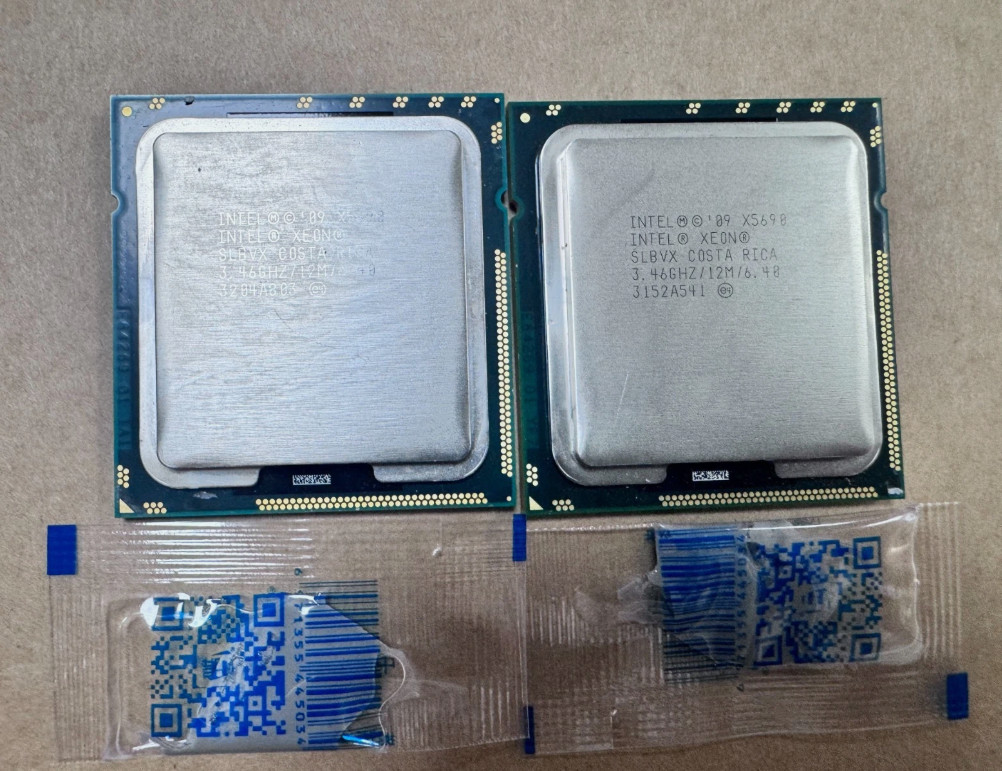 2pcs Matched Pair Intel Xeon X5690 SLBVX 3.46GHz 6.4GT/s 12MB 6 Core 1333GHz CPU