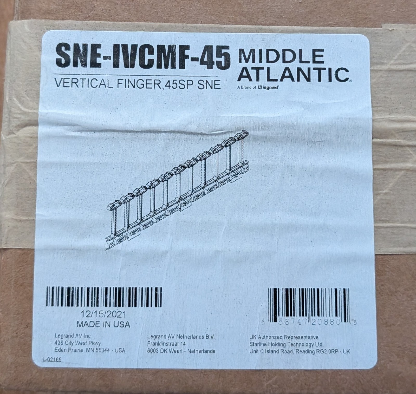 Middle Atlantic SNE-IVCMF-45 Vertical Cable Fingers, 45 RU NEW IN BOX