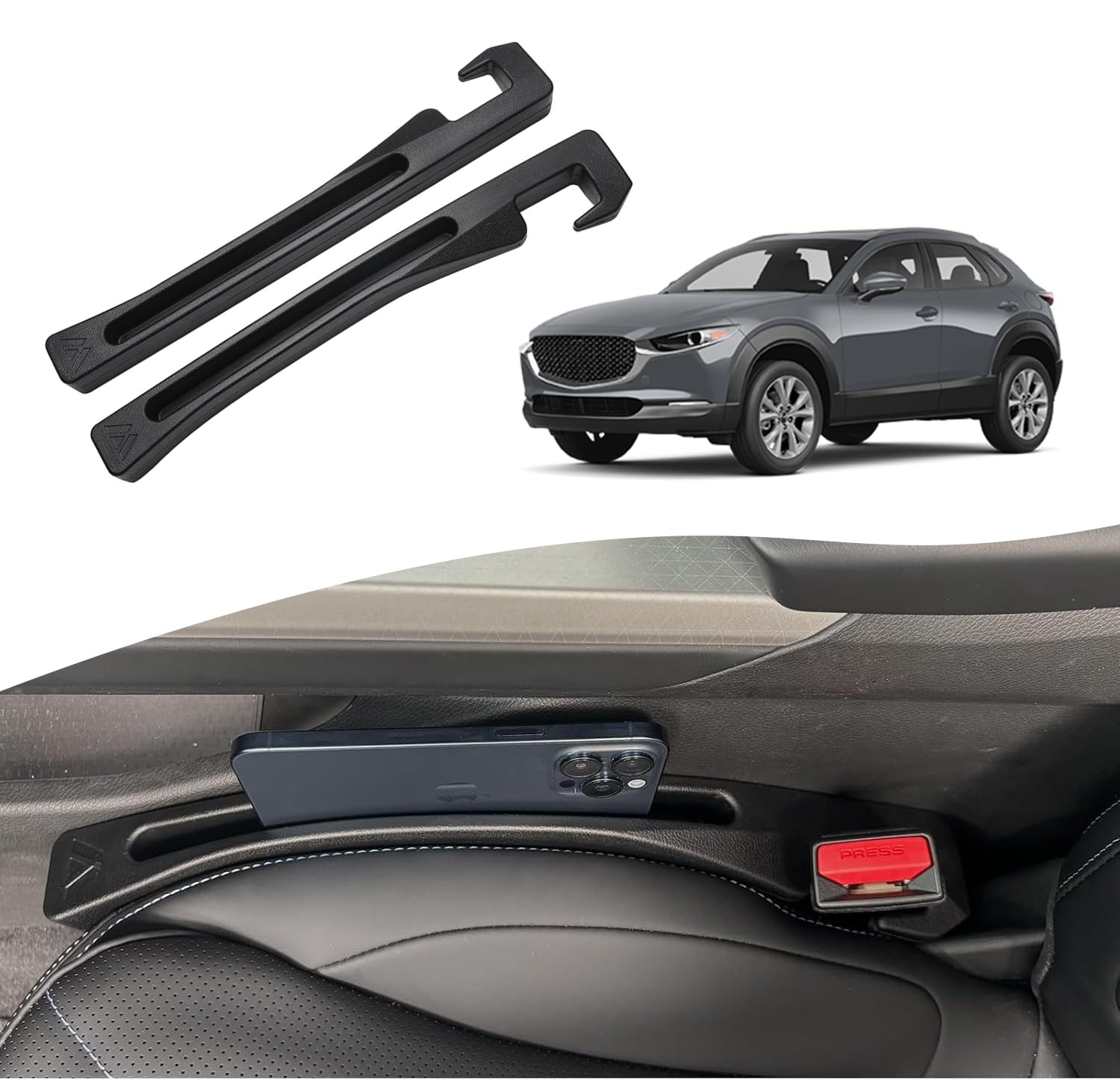Seat Gap Filler for Ma-zd-a CX-30 CX30 2020-2026 Black Pack of 2